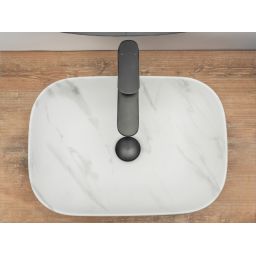 Rea Belinda Marble Matt umywalka 46x32 cm nablatowa prostokątna kamień REA-U8702