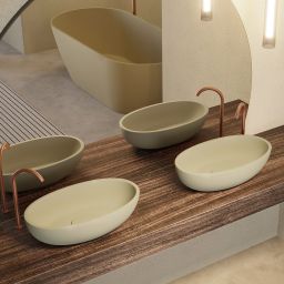 Riho Escala umywalka 55x32 cm owalna nablatowa pebble grey W030001106