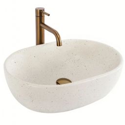 Rea Amelia umywalka 48x34,5 cm owalna nablatowa beż REA-U8480