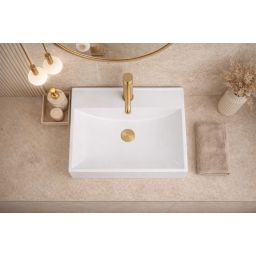 Ruvetti Erna umywalka 60x45 cm prostokątna wpuszczana-nablatowa biała DOL_ER60