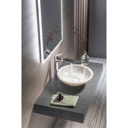 Sapho Blok umywalka 40 cm nablatowa okrągła biały marmur polerowany 2401-34