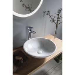 Sapho Blok umywalka 42 cm nablatowa okrągła biała carrara 2401-42