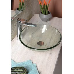 Sapho Beauty Riple umywalka 42 cm nablatowa okrągła przezroczysta 2501-18