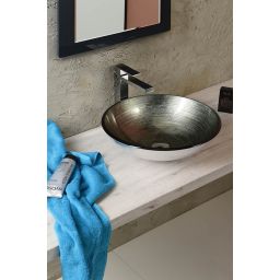 Sapho Beauty Damar umywalka 42 cm nablatowa okrągła ciemnoszary/srebrny 2501-20