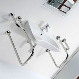 Isvea Handicap umywalka 59,5x45,6 cm prostokątna ścienna dla niepełnosprawnych biała 10TP60060