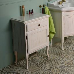 Sapho Retro szafka 60 cm boczna lewa stojąca drewno świerkowe białe 1714