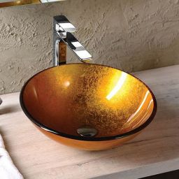 Sapho Beauty Ago umywalka 42 cm nablatowa okrągła złotopomarańczowa 2501-19