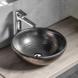 Sapho Attila umywalka 42,5 cm nablatowa okrągła metaliczna miedź DK010