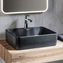 Sapho Balena umywalka 48x37 cm nablatowa prostokątna czarny mat BH7013B