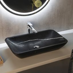 Sapho Blok umywalka 60x35 cm nablatowa prostokątna czarny Marquin mat 2401-39