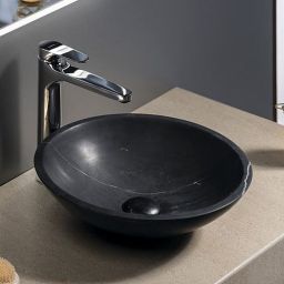Sapho Blok umywalka 40 cm nablatowa okrągła czarny Marquin mat 2401-35