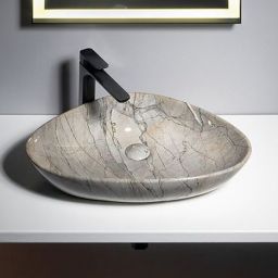 Sapho Dalma umywalka 58,5x39 cm nablatowa owalna grigio MM213