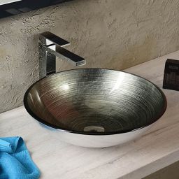 Sapho Beauty Damar umywalka 42 cm nablatowa okrągła ciemnoszary/srebrny 2501-20