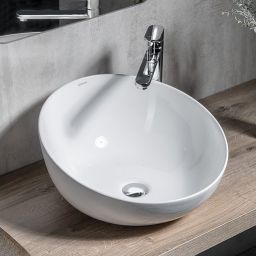Sapho Dome Obliquo umywalka 44,5 cm nablatowa okrągła biała WH031