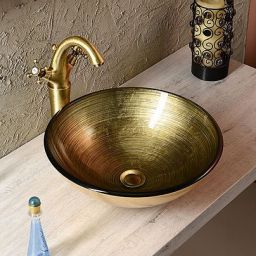 Sapho Beauty Fianna umywalka 42 cm nablatowa okrągła brąz metaliczny 2501-21
