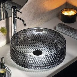 Sapho Beauty Maragua umywalka 39,5 cm nablatowa okrągła czarna TY214
