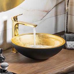 Sapho Murano Black-Gold umywalka 40 cm nablatowa okrągła złoty/czarny AL5318-77