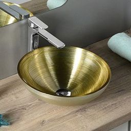 Sapho Murano Soft Brown umywalka 40 cm nablatowa okrągła beżowy/złoty AL5318-67