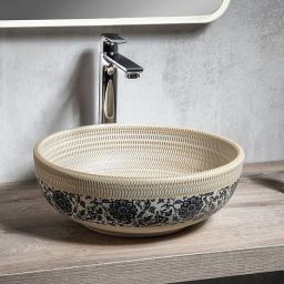 Sapho Priori umywalka 41 cm nablatowa okrągła beżowy/niebieski PI011