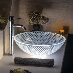 Sapho Beauty Puketa umywalka 42 cm nablatowa okrągła przezroczysta TY165