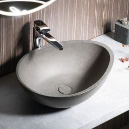 Sapho Punc umywalka 53x39 cm nablatowa owalna betonowa czarny granit BH7001