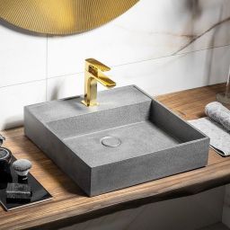 Sapho Quadrado umywalka 46 cm ścienna kwadratowa betonowa czarny granit AR468