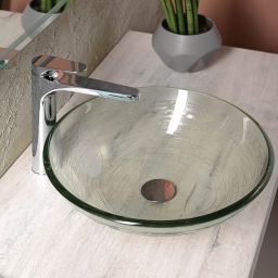 Sapho Beauty Riple umywalka 42 cm nablatowa okrągła przezroczysta 2501-18