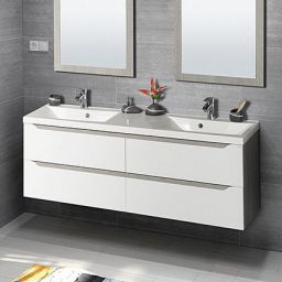 Sapho Luciola umywalka 150x48 cm meblowa prostokątna podwójna biała 50154