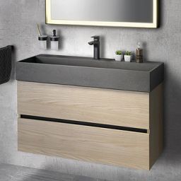 Sapho Quadrado umywalka 96x44 cm meblowa prostokątna betonowa czarny granit AR466