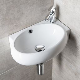 Sapho Small Riberra umywalka 43x28,5 cm ścienna asymetryczna biała AR497