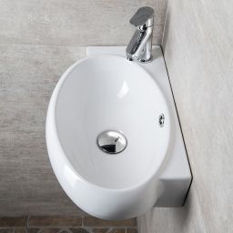 Sapho Small Riberra umywalka 43x28,5 cm ścienna asymetryczna biała AR498