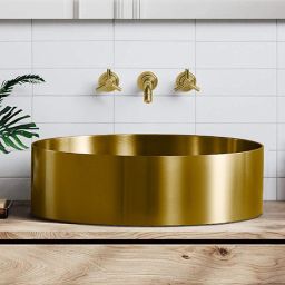 Sapho Aurum umywalka 38 cm nablatowa okrągła złoty mat AU201