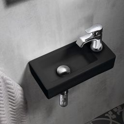 Sapho Small Zoe umywalka 37x18 cm ścienna prostokątna prawa czarny mat AR495B