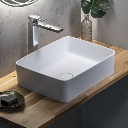 Sapho Thin umywalka 50x36 cm nablatowa prostokątna biały mat WN321