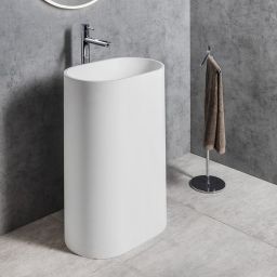 Sapho Treva umywalka 56,5x36,2x85 cm wolnostojąca owalna biały mat TR565