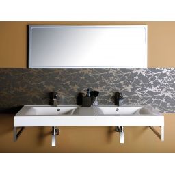 Sapho Flavia umywalka 150x50 ścienna prostokątna podwójna biała 68154