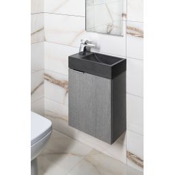 Sapho Small Crest L umywalka 40x22 cm ścienna prostokątna betonowa czarny granit AR403