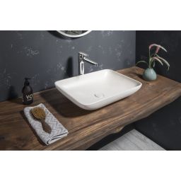 Sapho Infrane umywalka 57x37 cm nablatowa prostokątna betonowa biały piaskowiec AR460