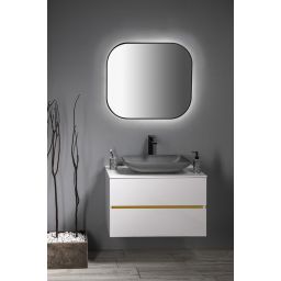 Sapho Infrane umywalka 57x37 cm nablatowa prostokątna betonowa czarny granit AR464