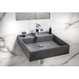 Sapho Quadrado umywalka 46 cm ścienna kwadratowa betonowa czarny granit AR468