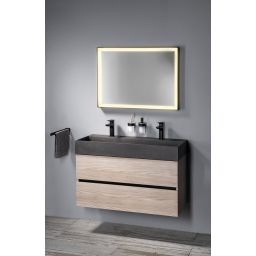 Sapho Quadrado umywalka 96x44 cm meblowa prostokątna podwójna betonowa czarny granit AR473