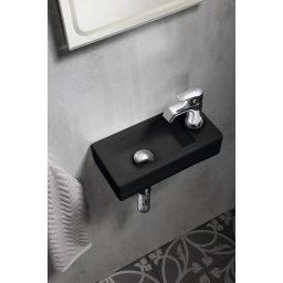 Sapho Small Zoe umywalka 37x18 cm ścienna prostokątna prawa czarny mat AR495B