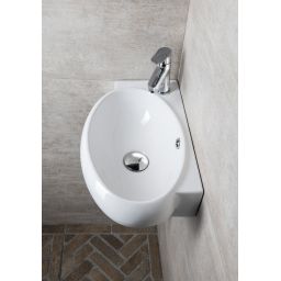 Sapho Small Riberra umywalka 43x28,5 cm ścienna asymetryczna biała AR498