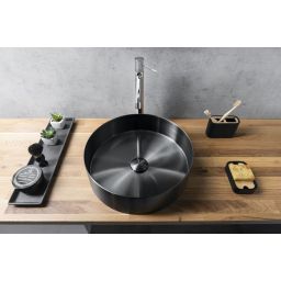 Sapho Aurum umywalka 38x38 cm nablatowa okrągła antracytowa AU101