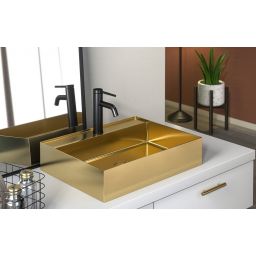 Sapho Aurum umywalka 55x42 cm nablatowa prostokątna złoty mat AU202