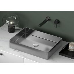 Sapho Aurum umywalka 50x35,2 cm nablatowa prostokątna stal nierdzewna szczotkowana AU403