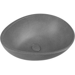 Sapho Punc umywalka 53x39 cm nablatowa owalna betonowa czarny granit BH7001