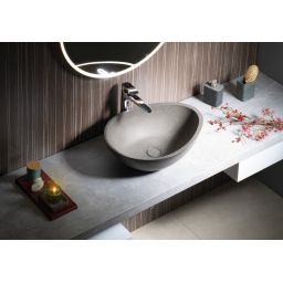 Sapho Punc umywalka 53x39 cm nablatowa owalna betonowa czarny granit BH7001