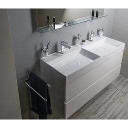 Sapho Godiva umywalka 119x44 cm ścienna prostokątna podwójna biała GU119