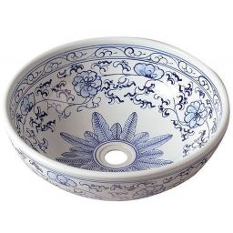 Sapho Priori umywalka 41 cm nablatowa okrągła biały/niebieski PI012